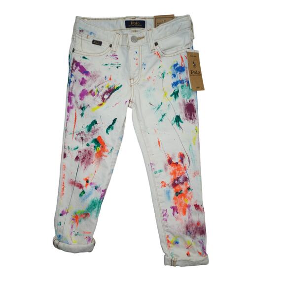 Polo Ralph Lauren Kids White Paint Splatter Jeans – Size 4T – NWT - Picture 1 of 5